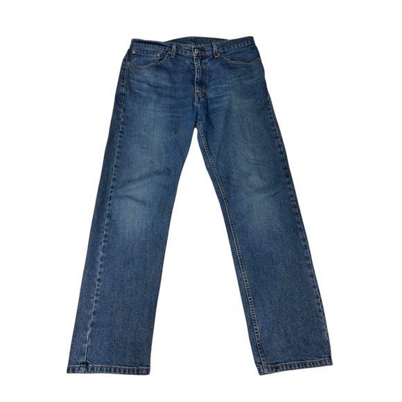 Levi's 505 Regular Fit Jeans Mens W36 L32 Blue Denim Straight Leg - Picture 1 of 16